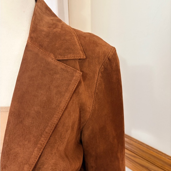 In Suede, chocolate brown suede jacket with bead detailing on waist & cuffs, M - Picture 4 of 8